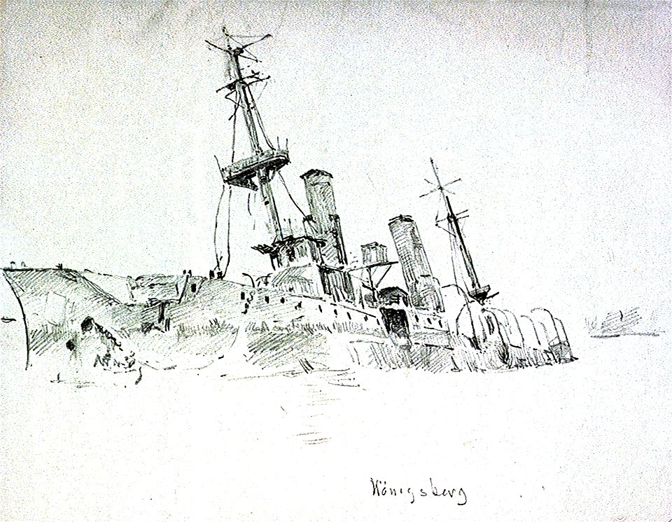 Study of the wrecked German light cruiser 'Königsberg' RMG PV3143