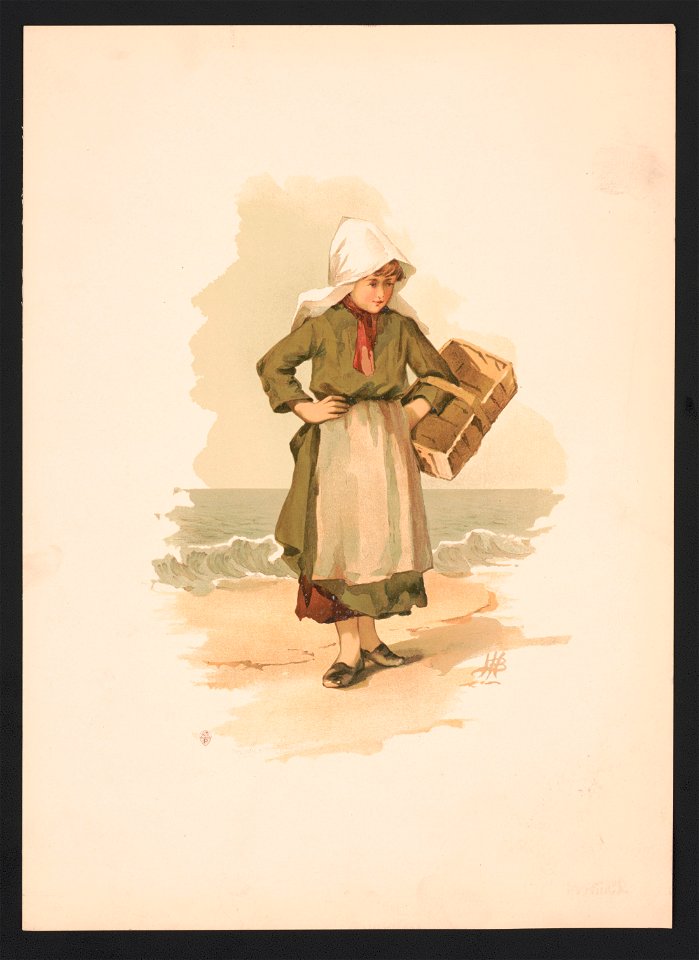 Study. Girl with basket on the beach - LBH (monogram) ; after Miss L.B. Humphrey. LCCN2017650202