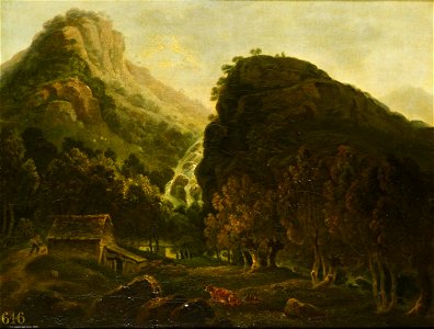 Style of Julius Caesar Ibbetson (1759-1817) - Landscape with a Waterfall - RCIN 402754 - Royal Collection