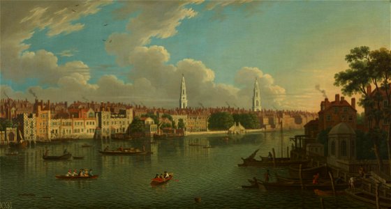 Style of Samuel Scott (1702-72) - The Thames at the Savoy - RCIN 405029 - Royal Collection