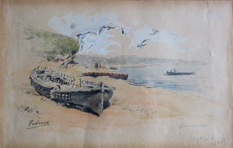 Suances, lápiz y acuarela por Mariano Pedrero, 6.9.1902