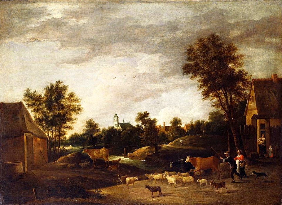 Style of David Teniers the Younger (Antwerp 1610-Brussels 1690) - Shepherds with their Flocks - RCIN 404777 - Royal Collection