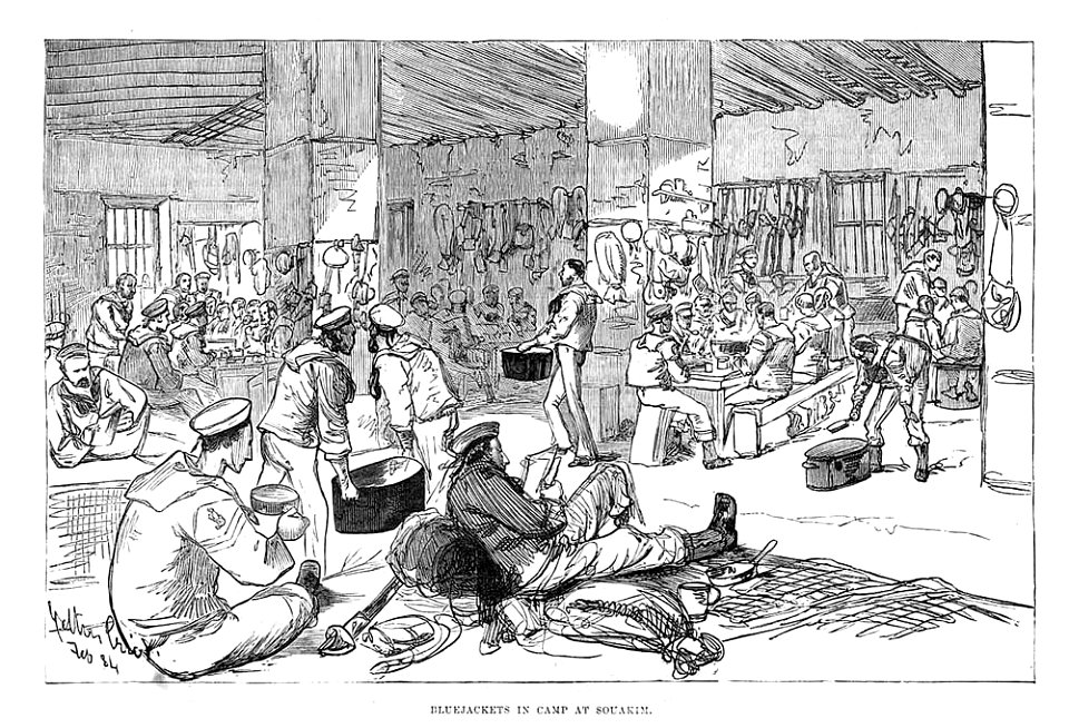 SUDANBluejacketsCampSuakin1884 IllustratedLondonNews