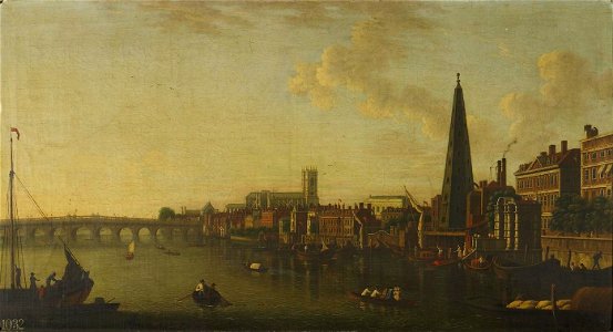 Style of Samuel Scott (1702-72) - The Thames at Westminster - RCIN 406395 - Royal Collection
