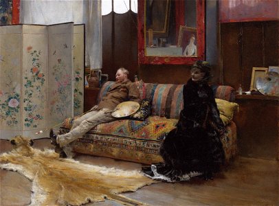 Sulking - Gustave Courtois in his Studio by Pascal-Adolphe-Jean Dagnan-Bouveret