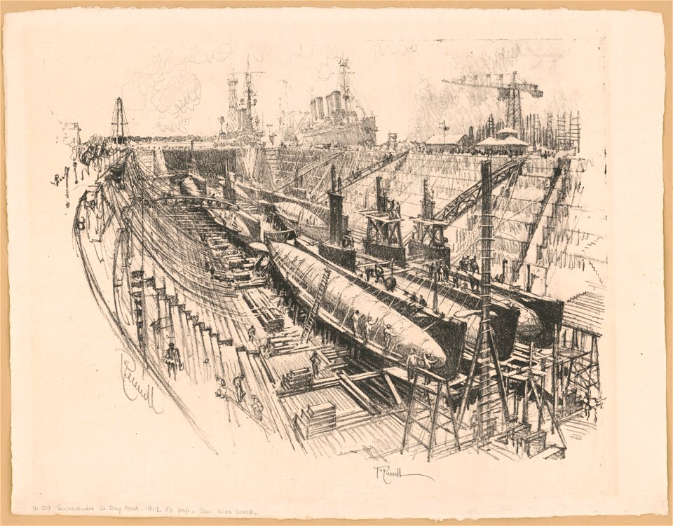 Submarines in dry dock - Pennell. LCCN97517282