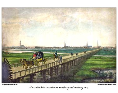 Hamburg Elbbrücke 1815 by Suhr