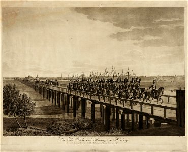 Hamburg Elbbrücke 1813 by Suhr