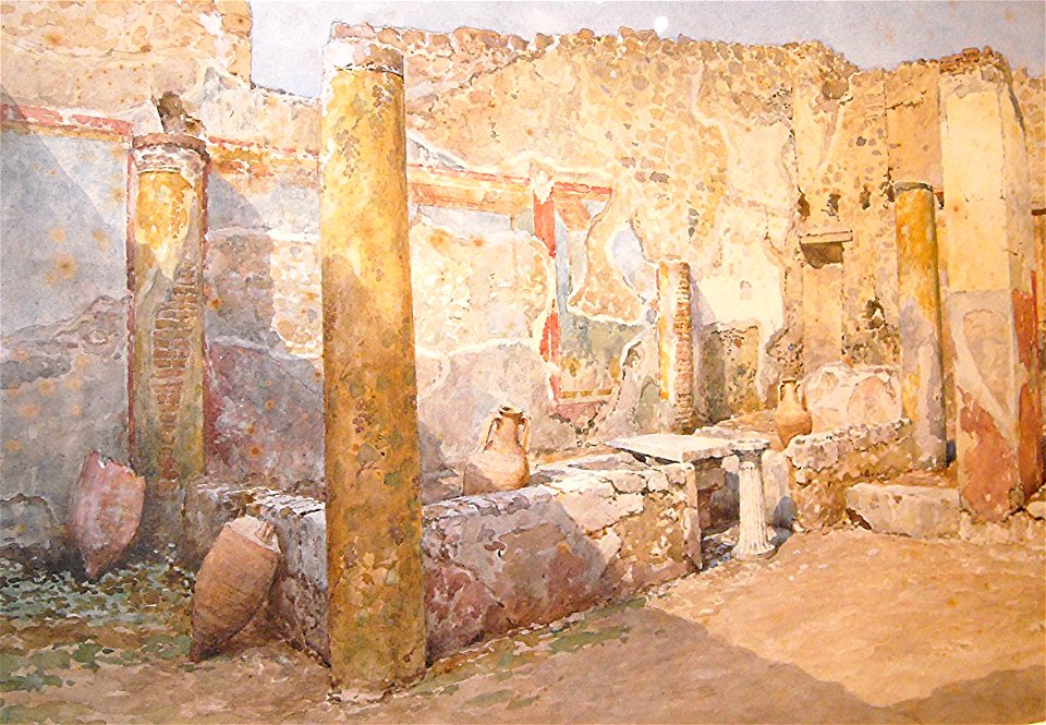 Summer Triclinius of House V, 2, 15 at Pompeii 1914 by Luigi Bazzani