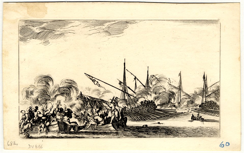 Suite de huit Marines - Combat entre plusieurs barques et galères FIE DEL 816b