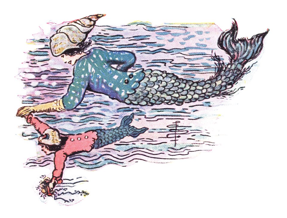 Susan and the Mermaid - Mer-lady taking a girl to a party (corrected)