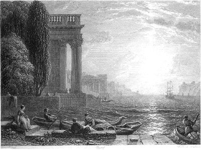 Sunset (after Claude) engraving by William Miller after G Barret 