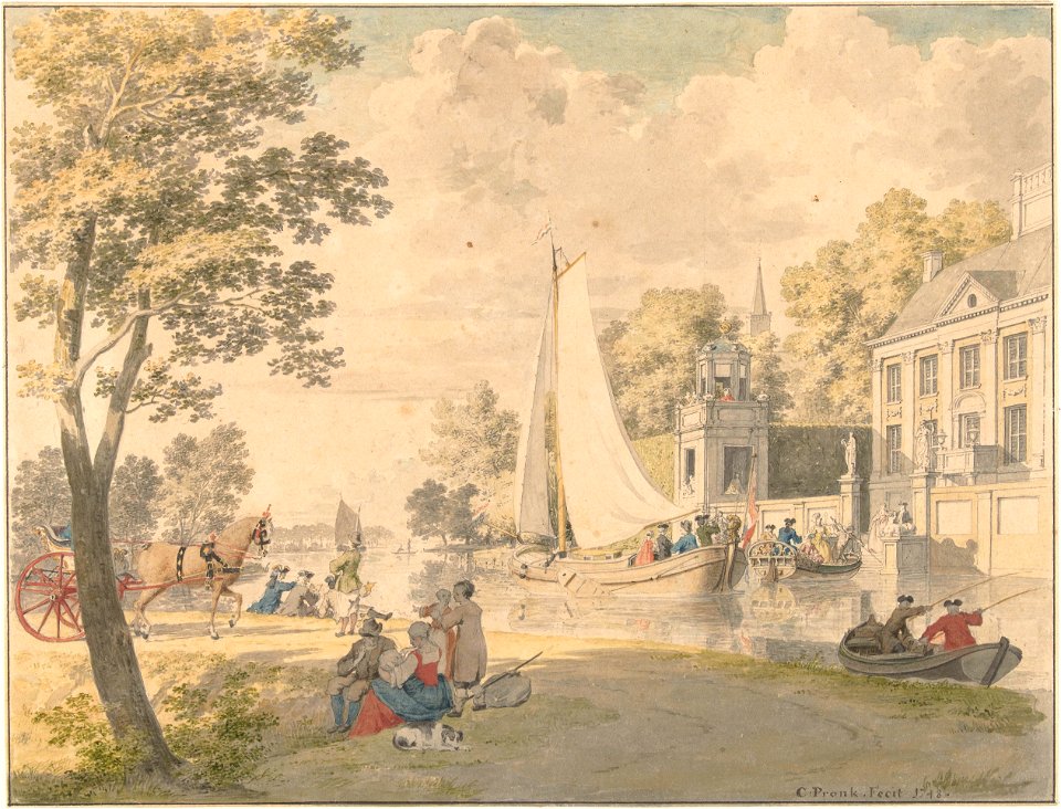 Summer Landscape with Pleasure Boats by Cornelis Pronk Rijksmuseum Amsterdam RP-T-1953-258