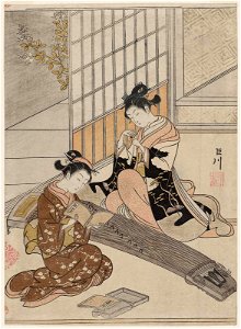 Suzuki Harunobu (1766) Zashiki Hakkei - Descending Geese of the Bridges- with Kyosen seal