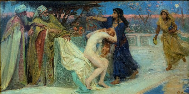 Susanna i badet, 1895, 43 x 88 cm privateje. Free illustration for personal and commercial use.