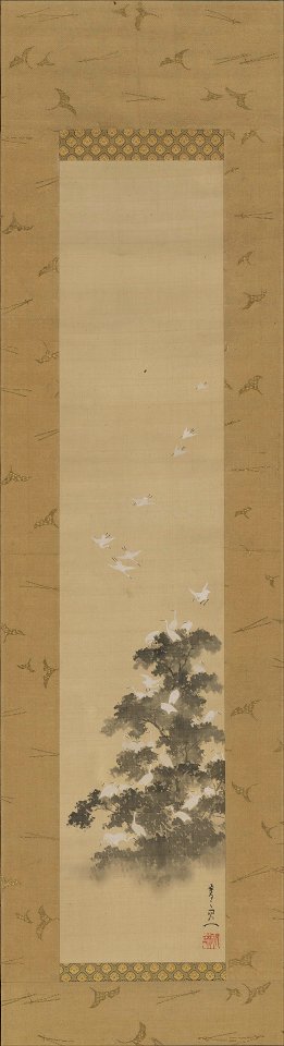 Suzuki Kiitsu - Egret - 2006.210.11.1a-b - Yale University Art Gallery