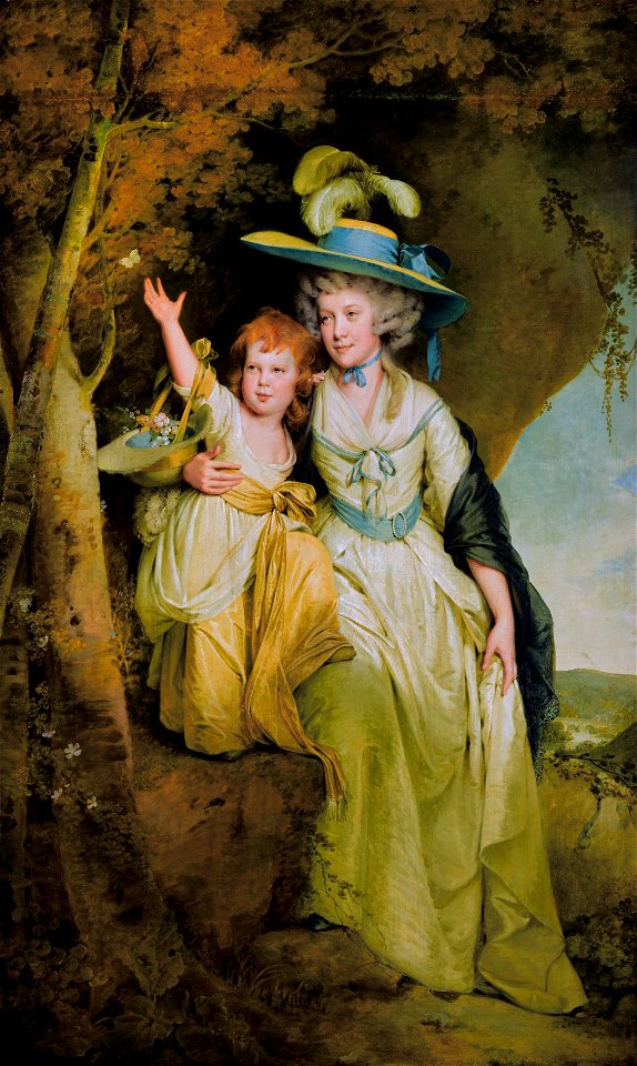 Susannah Arkwright, mrs Charles Hurt (1762–1835) and her daughter Mary Anne, by Joseph Wright of Derby