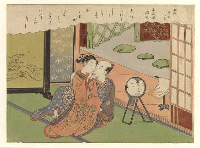 Suzuki Harunobu - Fūryū Zashiki Hakkei - Tenuguikake no kihan