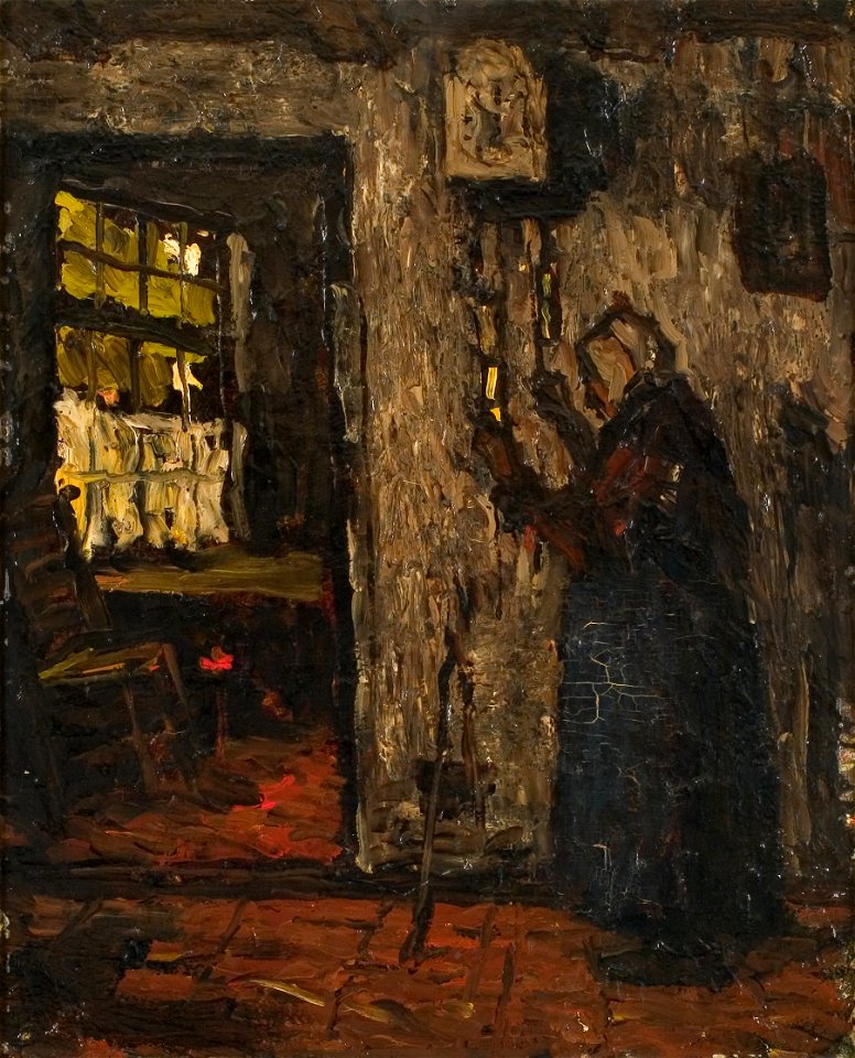Suze Robertson - Oude vrouw bij een klok - 0537 - Rijksmuseum Twenthe