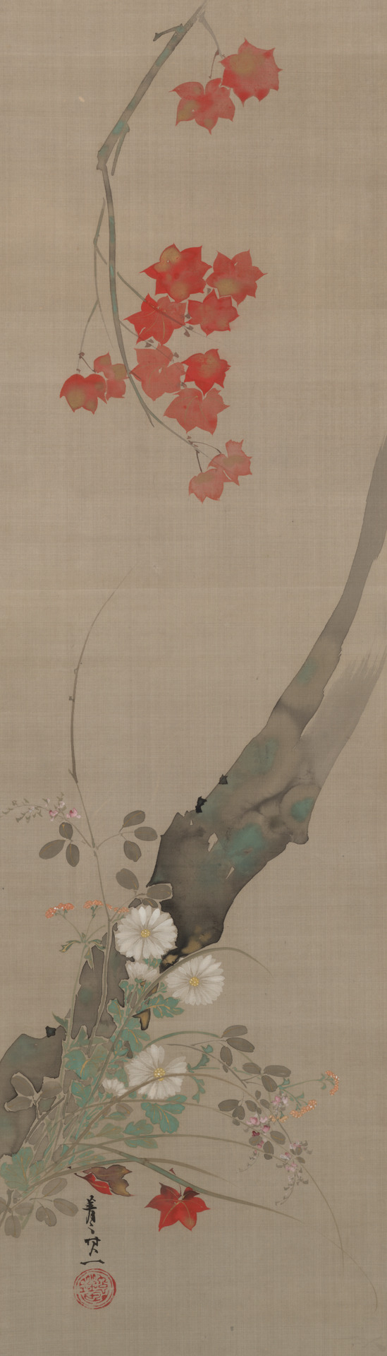 Suzuki Kiitsu - Maple and Flower - 1952.40.14 - Yale University Art Gallery