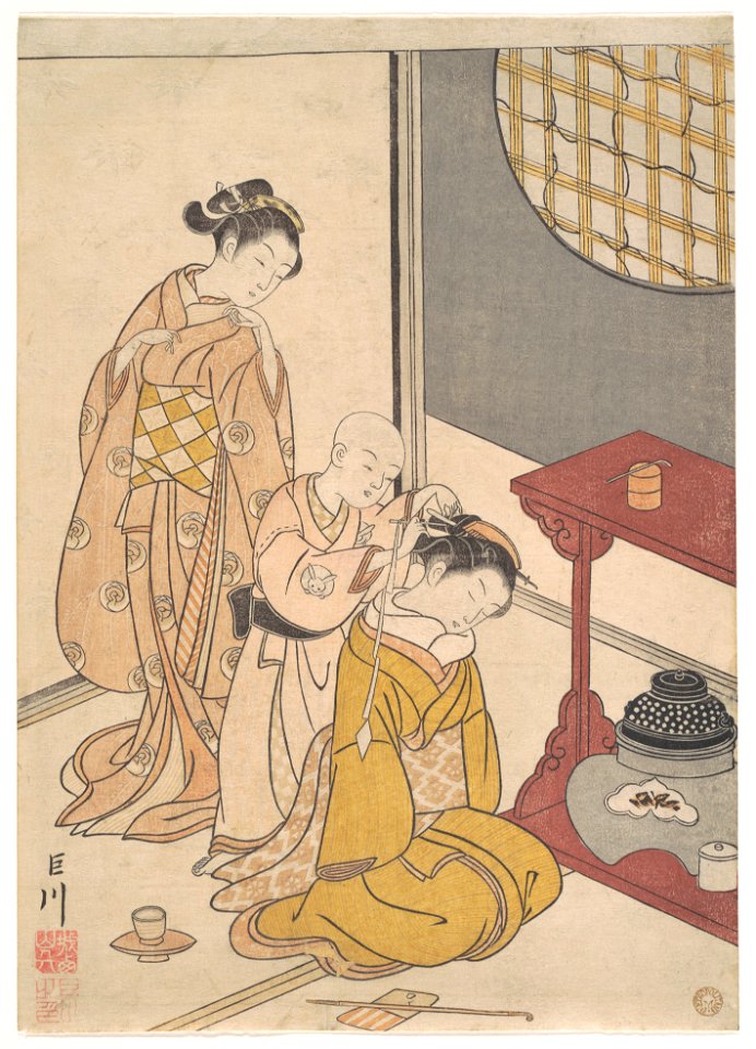 Suzuki Harunobu - Zashiki Hakkei - Night Rain on the Daisu