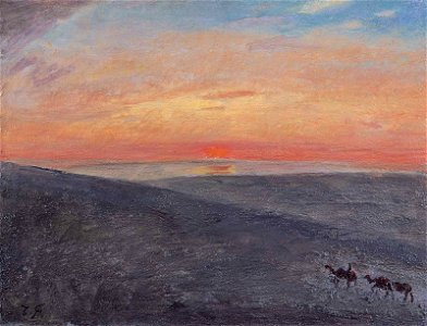 Sunrise over Mongolia by Fujishima Takeji (Ishibashi Museum of Art). Free illustration for personal and commercial use.