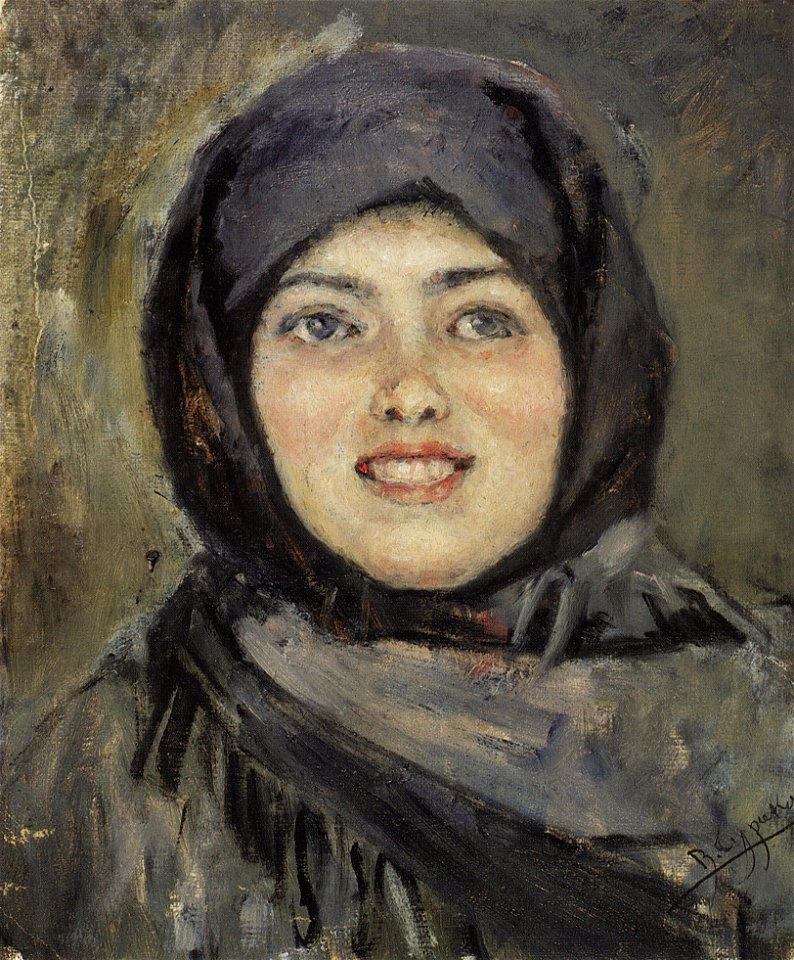 Surikov Head of a laughing girl study 1890 1891 gtg