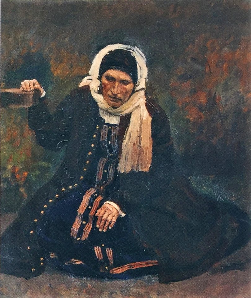 Surikov An old woman sitting on the ground 1879 1880 gtg