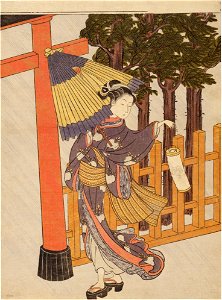 Suzuki Harunobu - Woman Visiting the Shrine in the Night - Google Art Project. Free illustration for personal and commercial use.