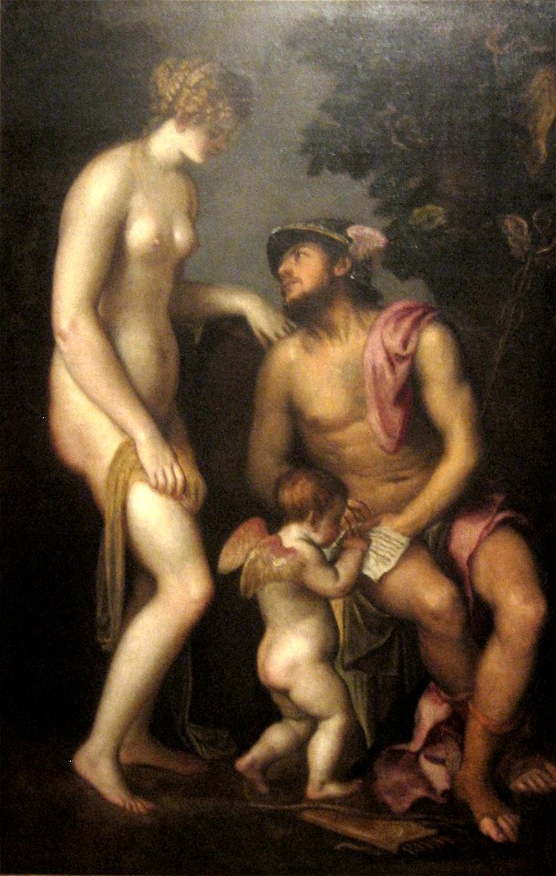 Lambert Sustris - 'The Education of Cupid', oil on canvas painting attributed to, c. 1540, El Paso Museum of Art