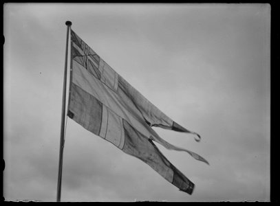 Svensk örlogsflagga med det svensk-norska unionsmärket - Livrustkammaren - 914