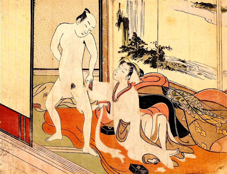 Suzuki Harunobu - Arranging His Loincloth, from an untitled series, c. 1770
