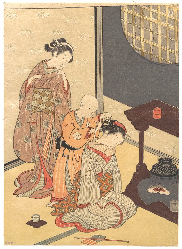 Suzuki Harunobu (1766) Daisu no yau (embossed)