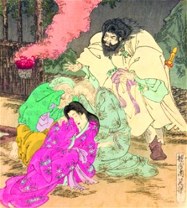 Susanoo rescues Kushinada Hime from the dragon (5759552944) (cropped)