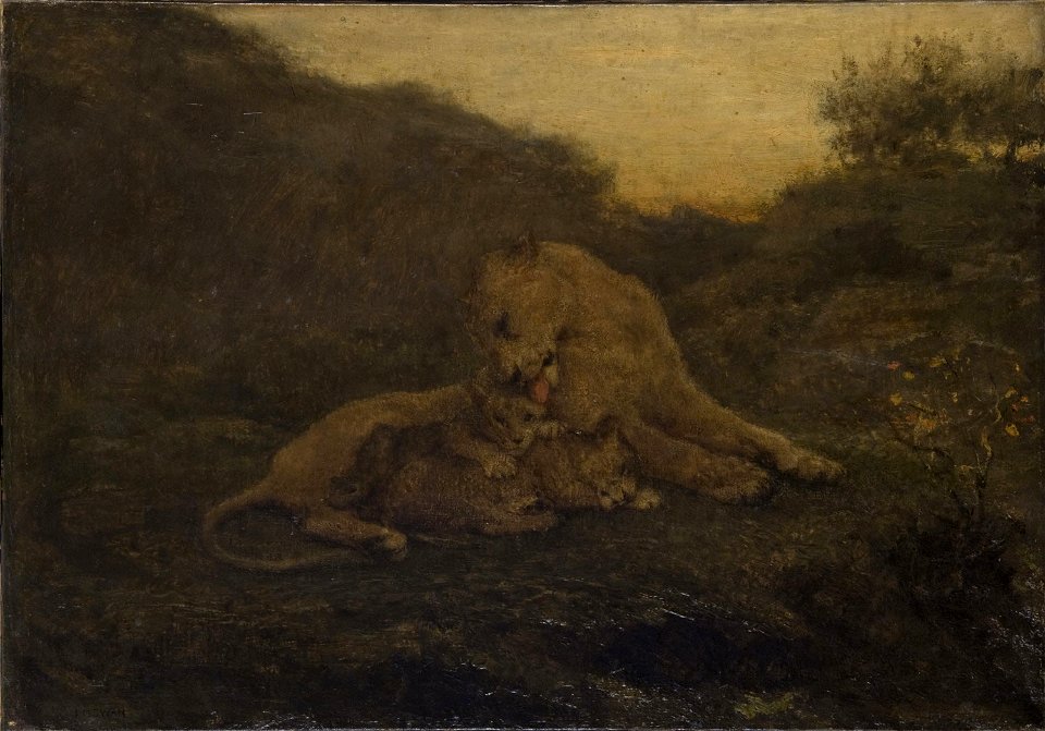 John Macallan Swan - A Lioness and Cubs