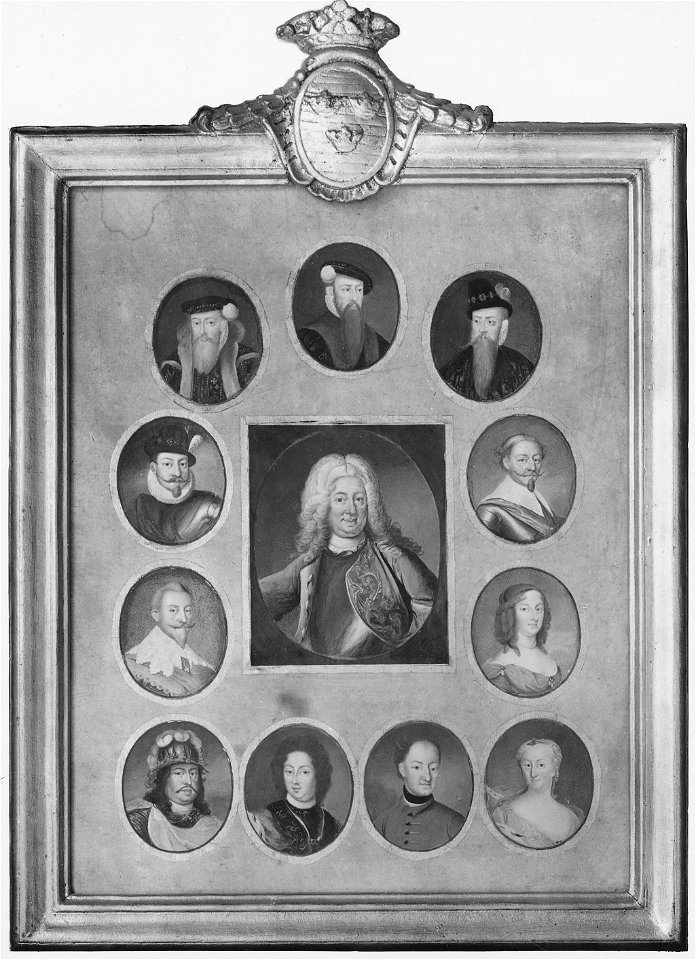 Sveriges regenter från Gustav I till Fredrik I, 12 personer (Niclas Lafrensen d.ä.) - Nationalmuseum - 15132