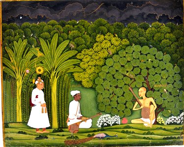 Swami Haridasa with Tansen and Akbar at Vrindavana - Google Art Project