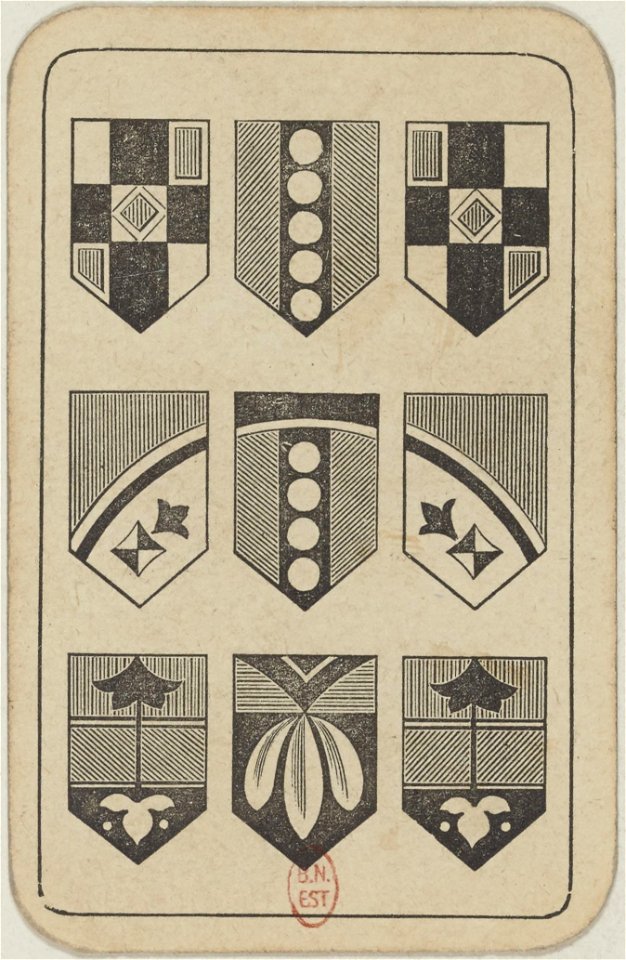 Swiss card deck - 1850 - 9 of Shields