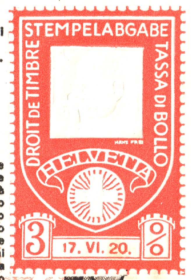 Switzerland confederation imprinted revenue 17.VI.1920 - 5
