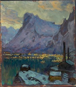 Svolvaer Harbour at the Height of the Fishing Season.Study from Lofoten (Anna Boberg) - Nationalmuseum - 20517