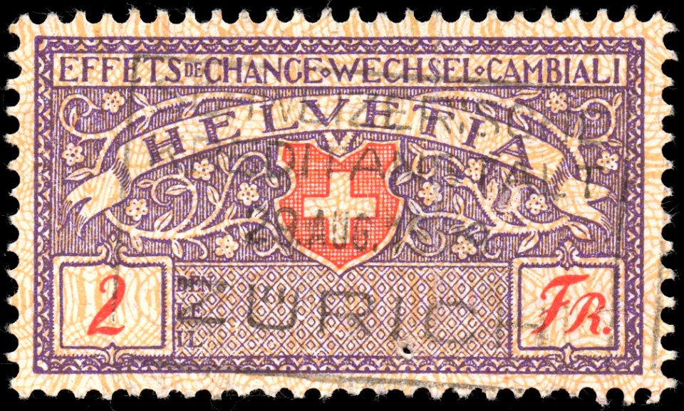Switzerland federal bill of exchange revenue 1918 2Fr-12A