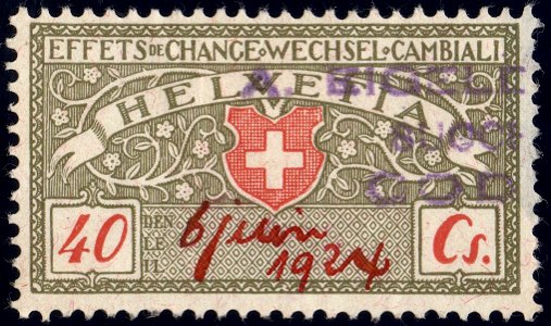 Switzerland federal bill of exchange revenue 1918 40c-8A