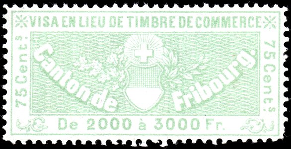 Switzerland Fribourg 1870 commerce revenue 75c - 4B