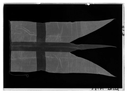 Svensk örlogsflagga, blå med gult kors. 3-tungad - Livrustkammaren - 1379-negative