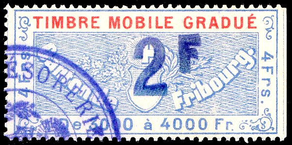 Switzerland Fribourg 1895 revenue 2Fr - 86