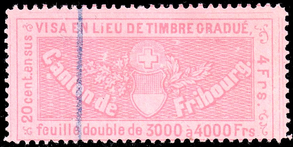 Switzerland Fribourg 1870 visa revenue 4Fr - 22