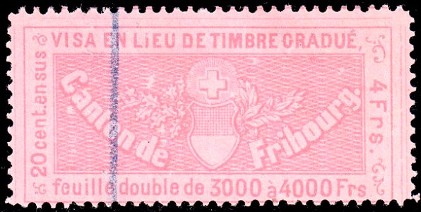 Switzerland Fribourg 1870 visa revenue 4Fr - 22