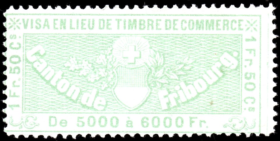 Switzerland Fribourg 1870 commerce revenue 1.50Fr - 7B