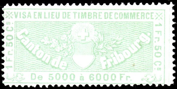 Switzerland Fribourg 1870 commerce revenue 1.50Fr - 7B