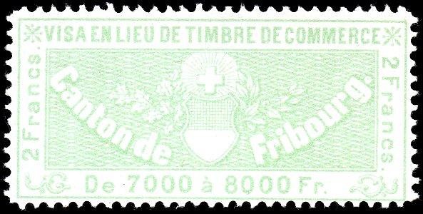 Switzerland Fribourg 1870 commerce revenue 2Fr - 9B